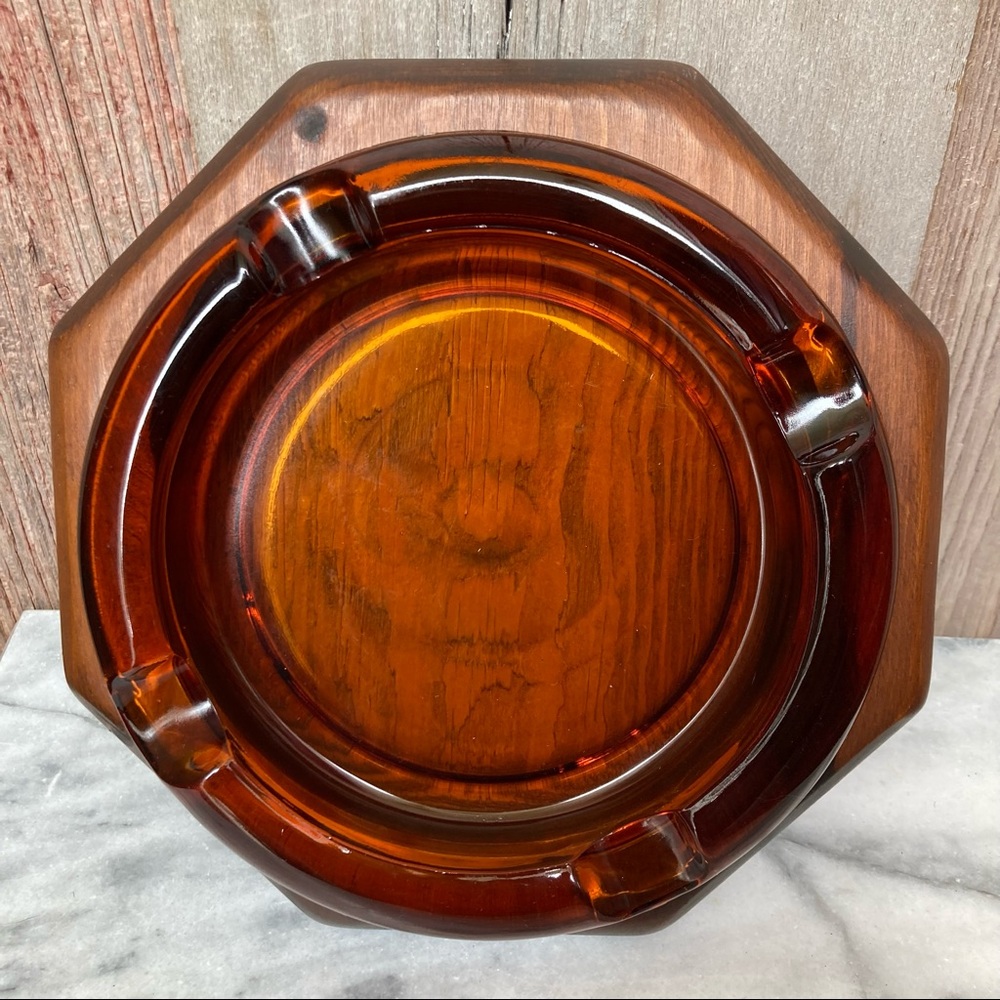 Vintage Ashtray in Wood Frame